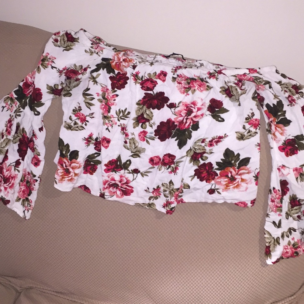 beautiful flower off the shoulder top